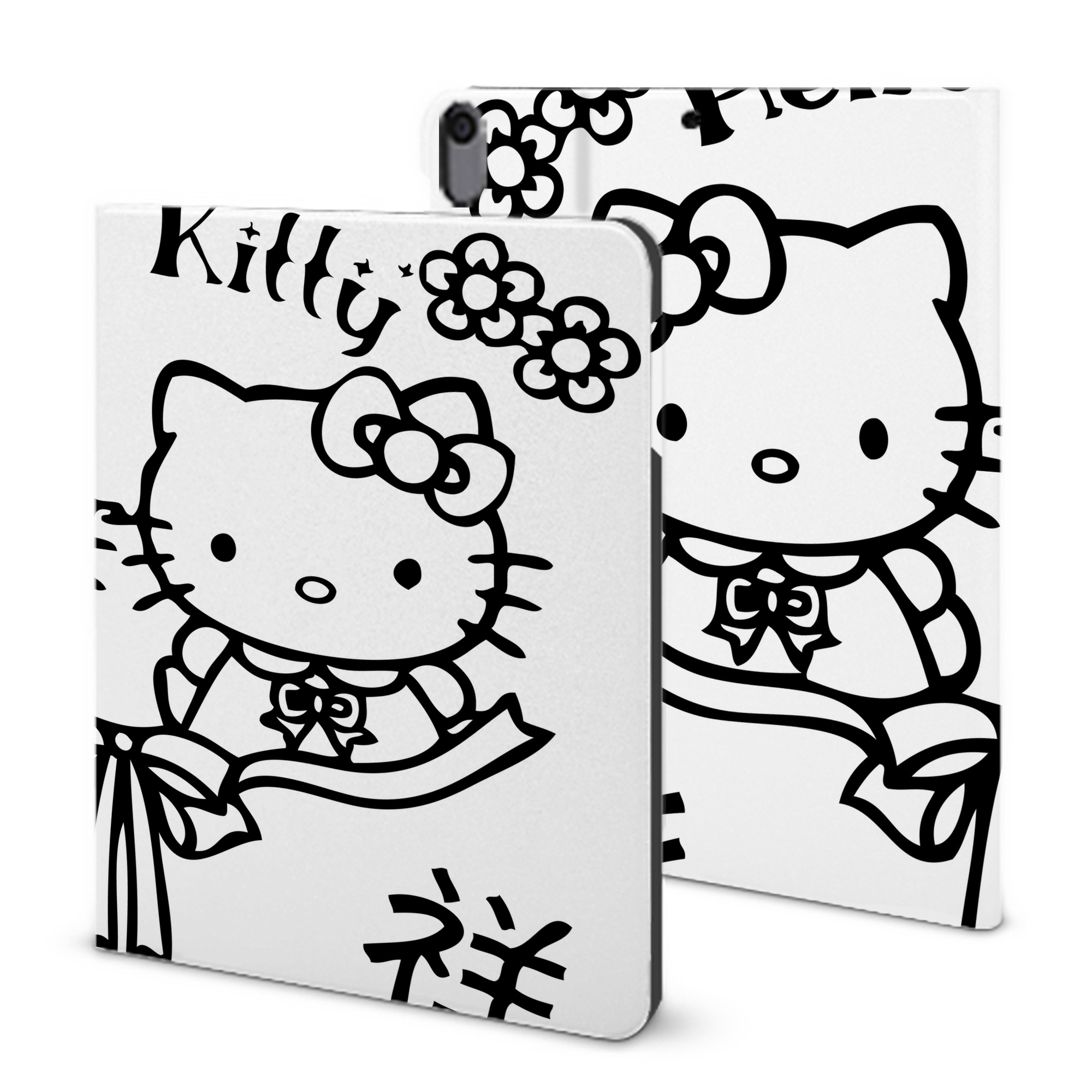 （画像用） Hello Kitty ハローキティ IPad ケース ブック型 PUレザー TPU 耐衝撃 軽量 薄型 ペン収納なし 全面保護 IPad 各モデル対応